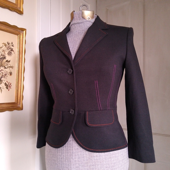 PAUL SMITH Black Blazer with Rainbow Stitching - Picture 1 of 10